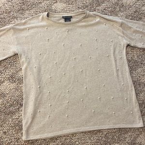 Cream sweater with pearls, size small, Chelsea & Theodore